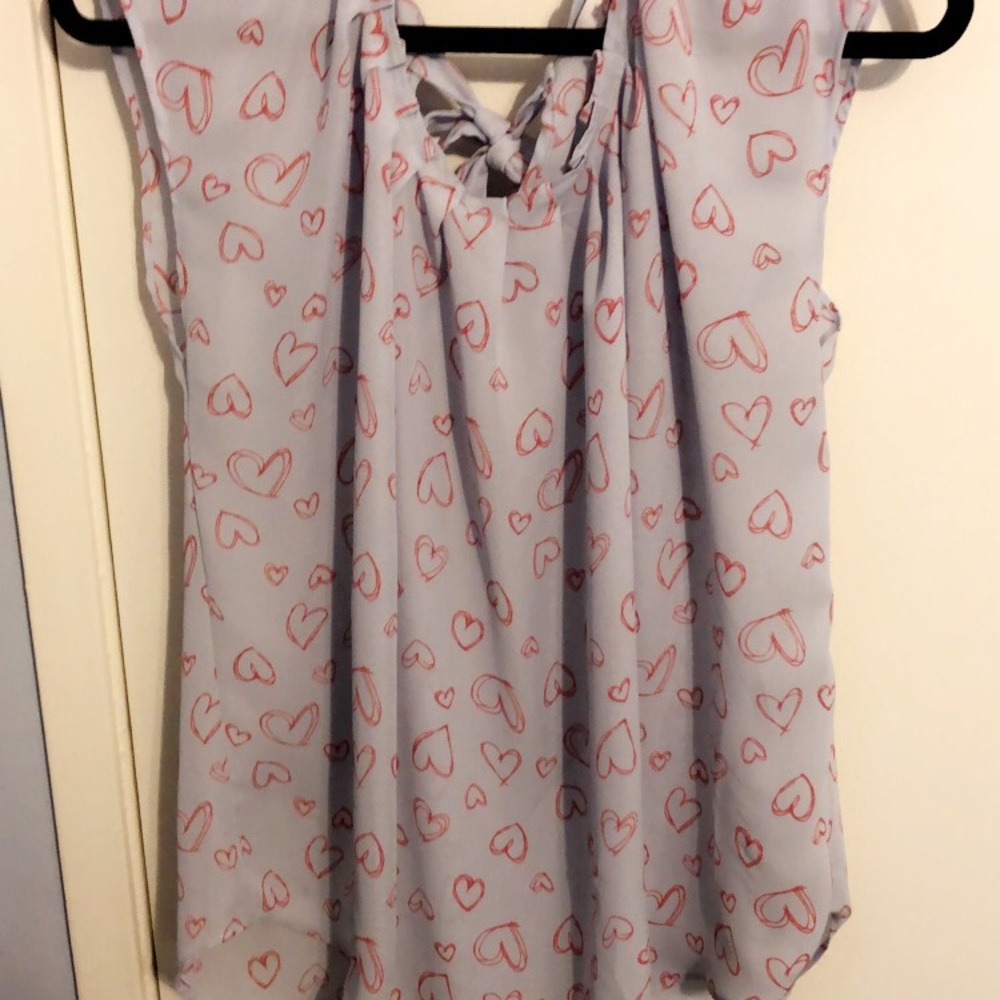 Short Sleeve Heart Printed Blouse